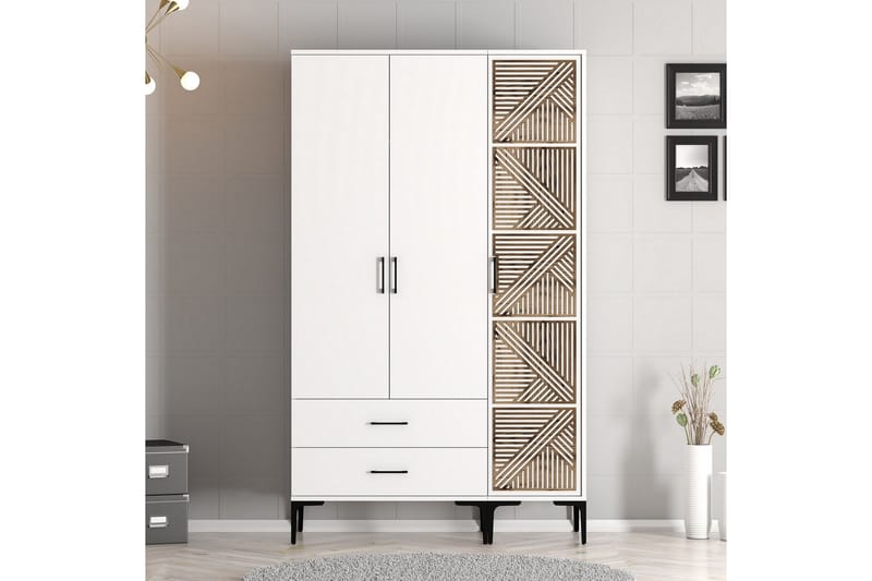 Kumsal Garderob 120 cm - Vit - Förvaring - Klädförvaring - Garderob & garderobssystem