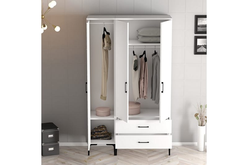 Kumsal Garderob 120 cm - Vit - Förvaring - Klädförvaring - Garderob & garderobssystem