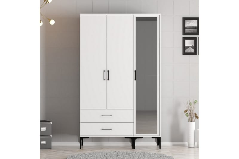 Kumsal Garderob 120 cm - Vit - Förvaring - Klädförvaring - Garderob & garderobssystem