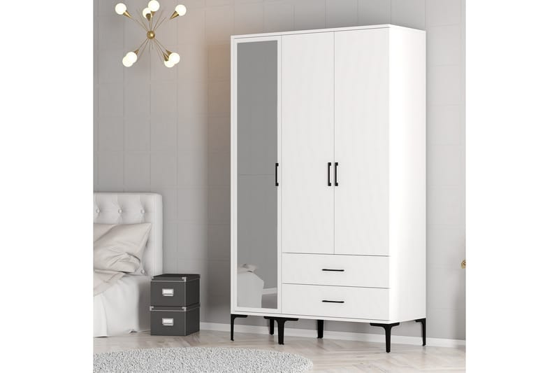 Kumsal Garderob 120 cm - Vit - Förvaring - Klädförvaring - Garderob & garderobssystem