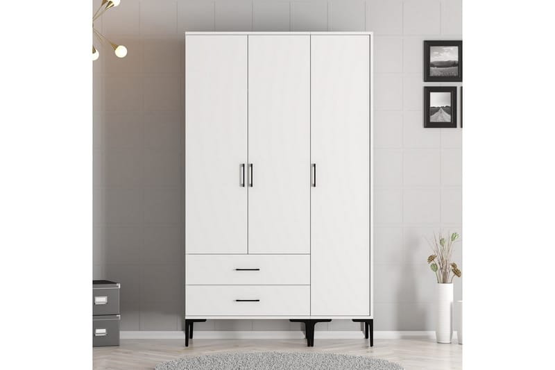 Kumsal Garderob 120 cm - Vit - Förvaring - Klädförvaring - Garderob & garderobssystem
