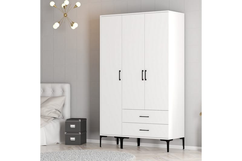 Kumsal Garderob 120 cm - Vit - Förvaring - Klädförvaring - Garderob & garderobssystem