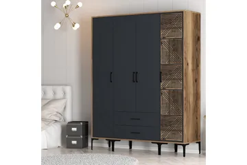 Kumsal Garderob 160 cm - Antracit - Förvaring - Klädförvaring - Garderob & garderobssystem
