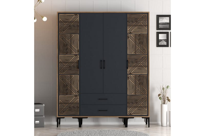 Kumsal Garderob 160 cm - Antracit - Förvaring - Klädförvaring - Garderob & garderobssystem
