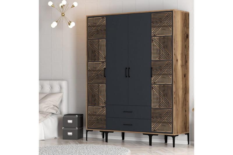 Kumsal Garderob 160 cm - Antracit - Förvaring - Klädförvaring - Garderob & garderobssystem
