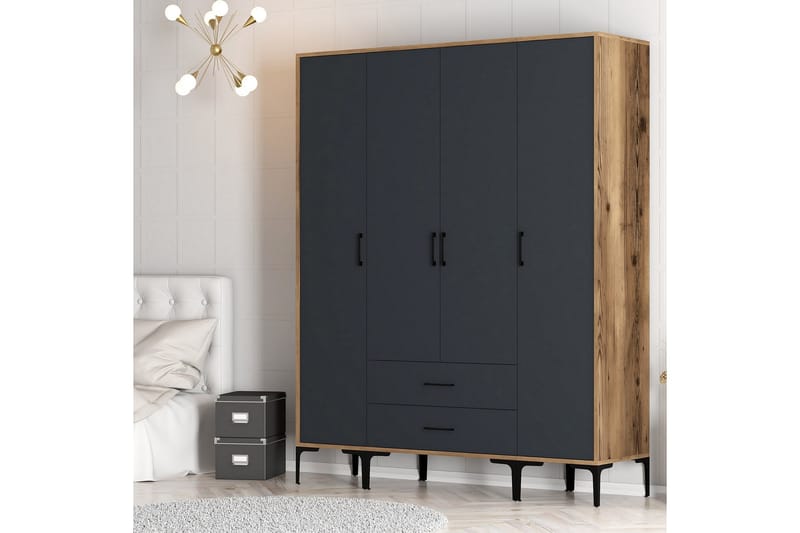 Kumsal Garderob 160 cm - Antracit - Förvaring - Klädförvaring - Garderob & garderobssystem