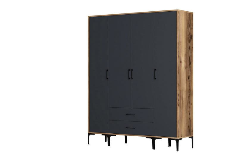 Kumsal Garderob 160 cm - Antracit - Förvaring - Klädförvaring - Garderob & garderobssystem