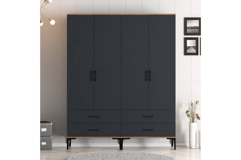 Kumsal Garderob 160 cm - Antracit - Förvaring - Klädförvaring - Garderob & garderobssystem