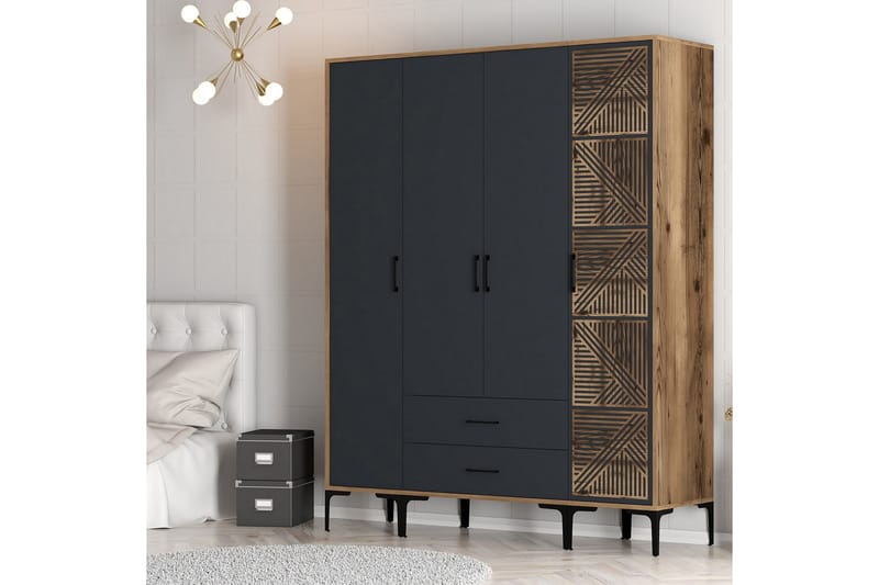 Kumsal Garderob 160 cm - Antracit - Förvaring - Klädförvaring - Garderob & garderobssystem