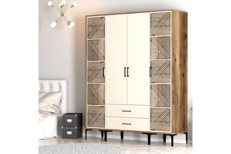 Kumsal Garderob 160 cm - Cream - Förvaring - Klädförvaring - Garderob & garderobssystem