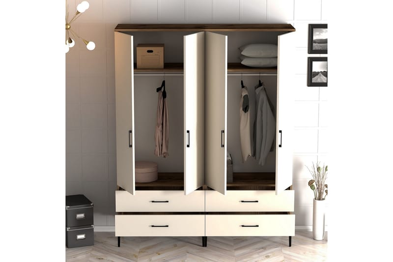 Kumsal Garderob 160 cm - Cream - Förvaring - Klädförvaring - Garderob & garderobssystem