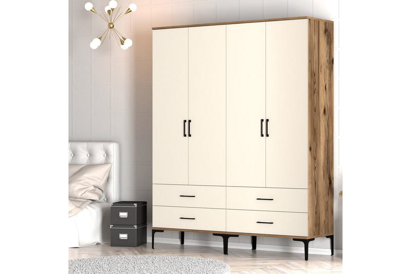 Kumsal Garderob 160 cm - Cream - Förvaring - Klädförvaring - Garderob & garderobssystem