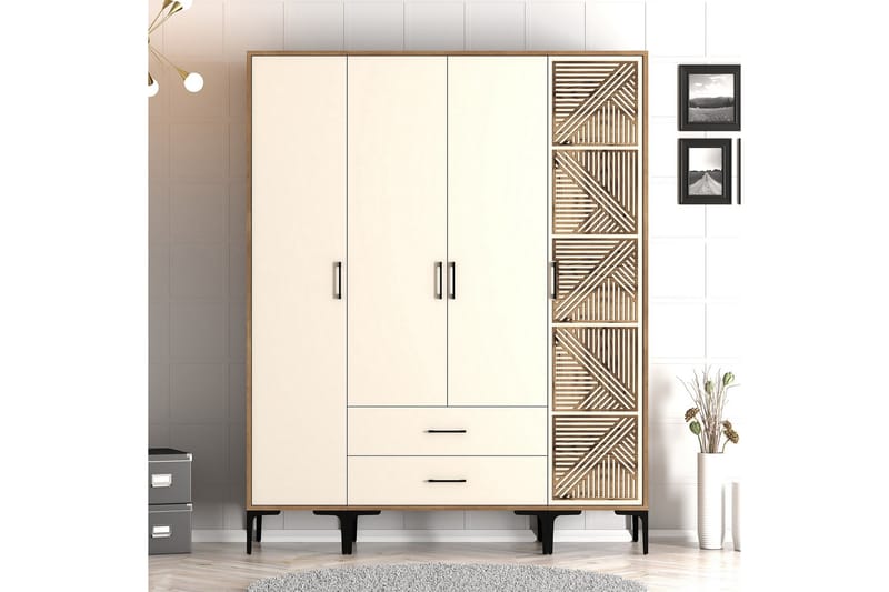 Kumsal Garderob 160 cm - Cream - Förvaring - Klädförvaring - Garderob & garderobssystem