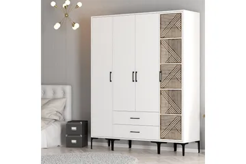 Kumsal Garderob 160 cm i Målat Trä - Vit - Förvaring - Klädförvaring - Garderob & garderobssystem