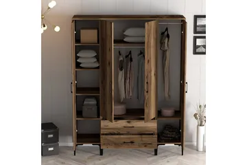 Kumsal Garderob 160 cm i Valnötsutseende - Brun - Förvaring - Klädförvaring - Garderob & garderobssystem
