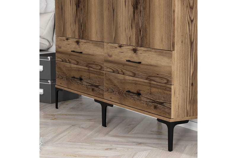 Kumsal Garderob 160 cm - Valnöt - Förvaring - Klädförvaring - Garderob & garderobssystem