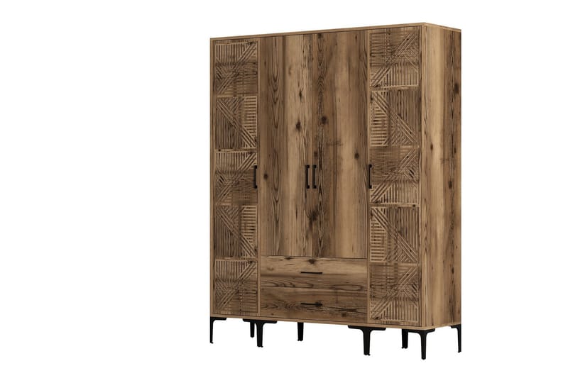 Kumsal Garderob 160 cm - Valnöt - Förvaring - Klädförvaring - Garderob & garderobssystem