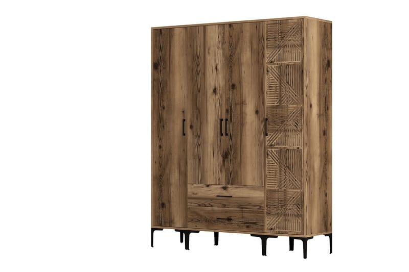 Kumsal Garderob 160 cm - Valnöt - Förvaring - Klädförvaring - Garderob & garderobssystem