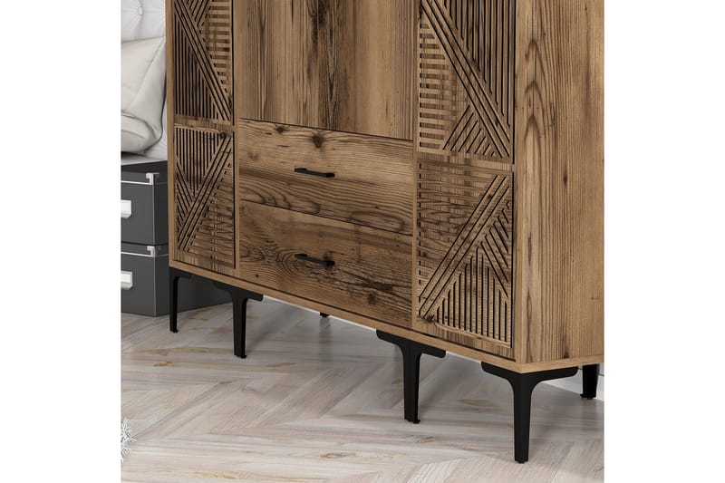 Kumsal Garderob 160 cm - Valnöt - Förvaring - Klädförvaring - Garderob & garderobssystem