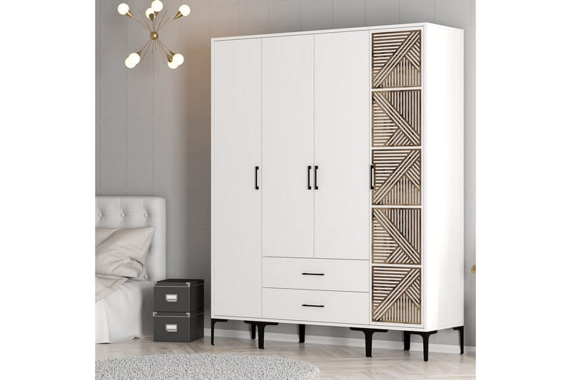 Kumsal Garderob 160 cm - Vit - Förvaring - Klädförvaring - Garderob & garderobssystem