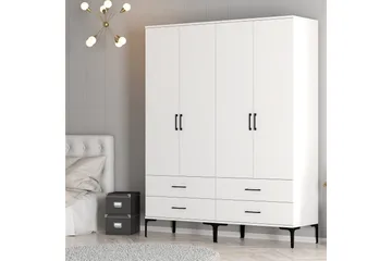 Kumsal Garderob 160 cm - Vit - Förvaring - Klädförvaring - Garderob & garderobssystem