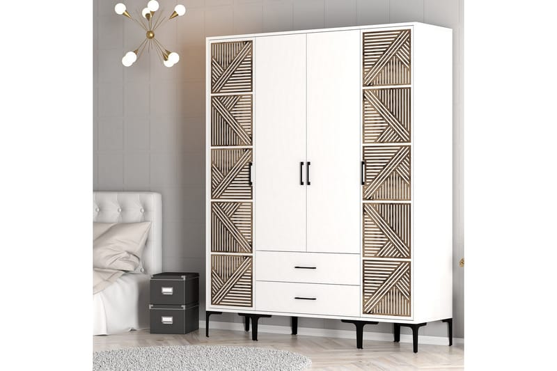 Kumsal Garderob 160 cm - Vit - Förvaring - Klädförvaring - Garderob & garderobssystem