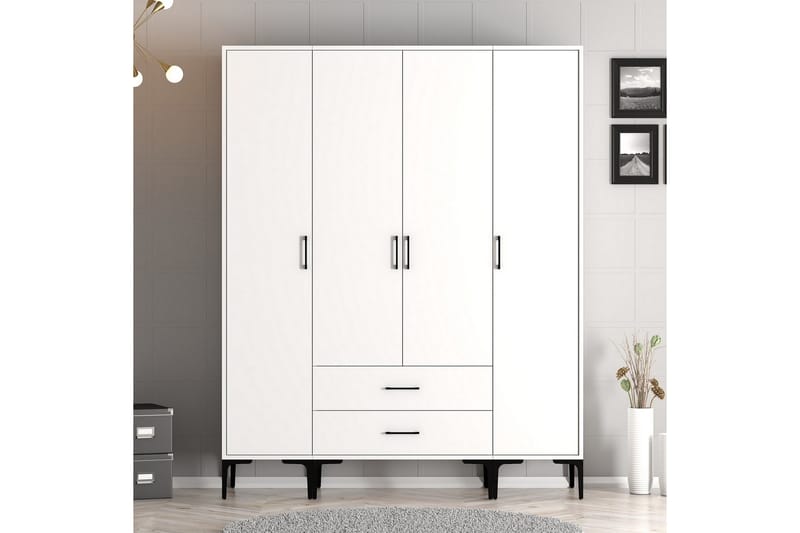 Kumsal Garderob 160 cm - Vit - Förvaring - Klädförvaring - Garderob & garderobssystem