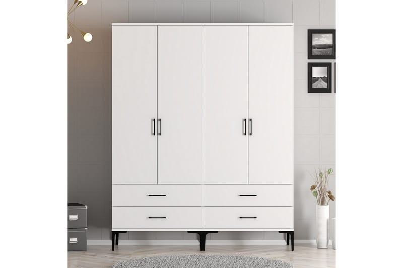 Kumsal Garderob 160 cm - Vit - Förvaring - Klädförvaring - Garderob & garderobssystem