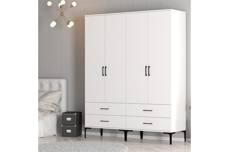 Kumsal Garderob 160 cm - Vit - Förvaring - Klädförvaring - Garderob & garderobssystem