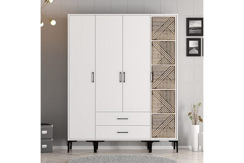 Kumsal Garderob 160 cm - Vit - Förvaring - Klädförvaring - Garderob & garderobssystem