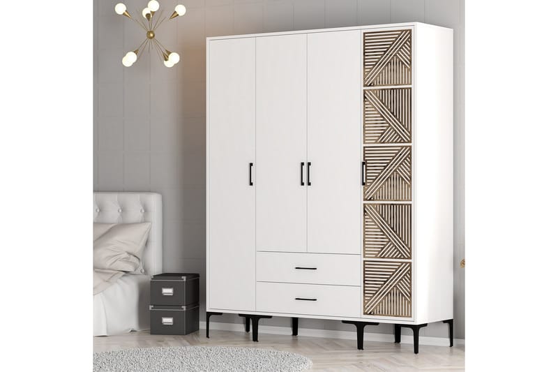 Kumsal Garderob 160 cm - Vit - Förvaring - Klädförvaring - Garderob & garderobssystem
