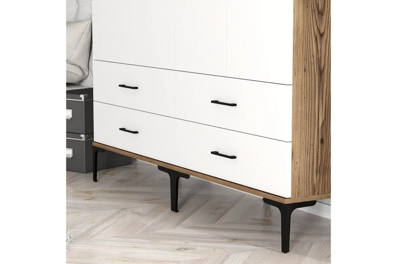 Kumsal Garderob 160 cm - Vit/Brun - Förvaring - Klädförvaring - Garderob & garderobssystem