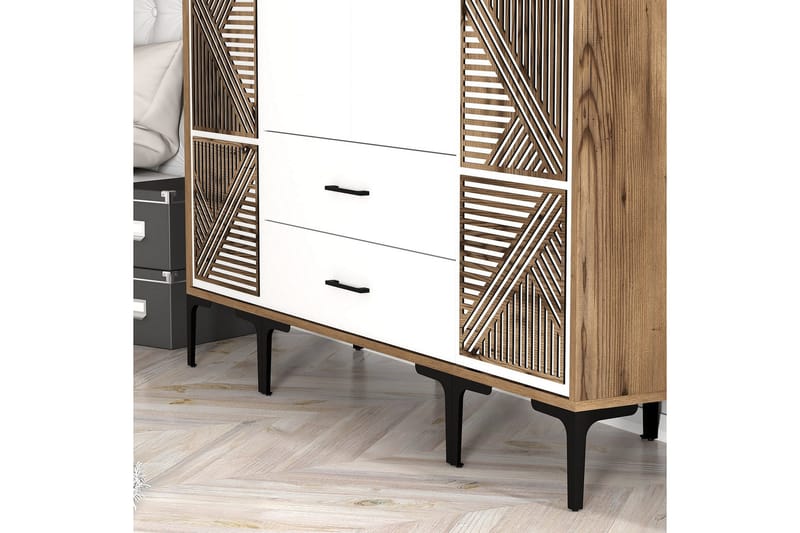 Kumsal Garderob 160 cm - Vit/Brun - Förvaring - Klädförvaring - Garderob & garderobssystem