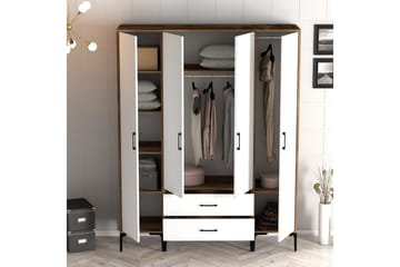 Kumsal Garderob 160 cm - Vit/Brun - Förvaring - Klädförvaring - Garderob & garderobssystem