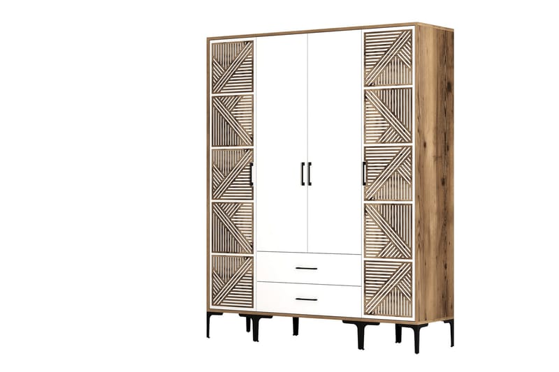 Kumsal Garderob 160 cm - Vit/Brun - Förvaring - Klädförvaring - Garderob & garderobssystem
