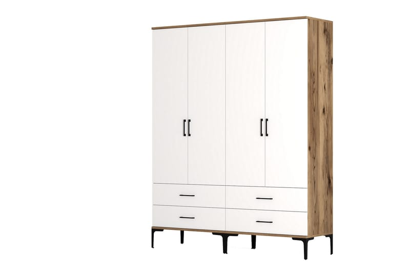 Kumsal Garderob 160 cm - Vit/Brun - Förvaring - Klädförvaring - Garderob & garderobssystem
