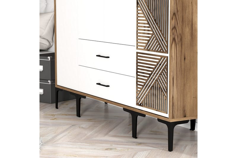 Kumsal Garderob 160 cm - Vit/Brun - Förvaring - Klädförvaring - Garderob & garderobssystem