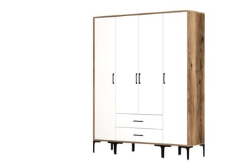 Kumsal Garderob 160 cm - Vit/Brun - Förvaring - Klädförvaring - Garderob & garderobssystem