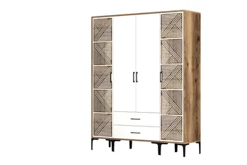 Kumsal Garderob 160 cm - Vit/Brun - Förvaring - Klädförvaring - Garderob & garderobssystem