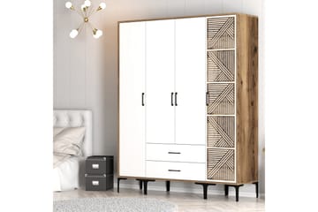 Kumsal Garderob 160 cm - Vit/Brun - Förvaring - Klädförvaring - Garderob & garderobssystem