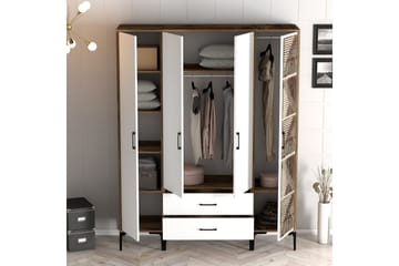Kumsal Garderob 160 cm - Vit/Brun - Förvaring - Klädförvaring - Garderob & garderobssystem