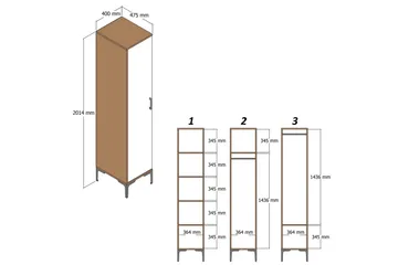 Kumsal Garderob 40 cm - Valnöt/Vit - Förvaring - Klädförvaring - Garderob & garderobssystem