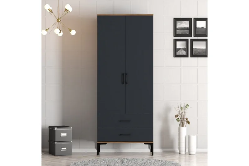 Kumsal Garderob 80 cm - Antracit - Förvaring - Klädförvaring - Garderob & garderobssystem