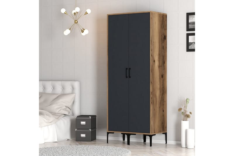 Kumsal Garderob 80 cm - Antracit - Förvaring - Klädförvaring - Garderob & garderobssystem