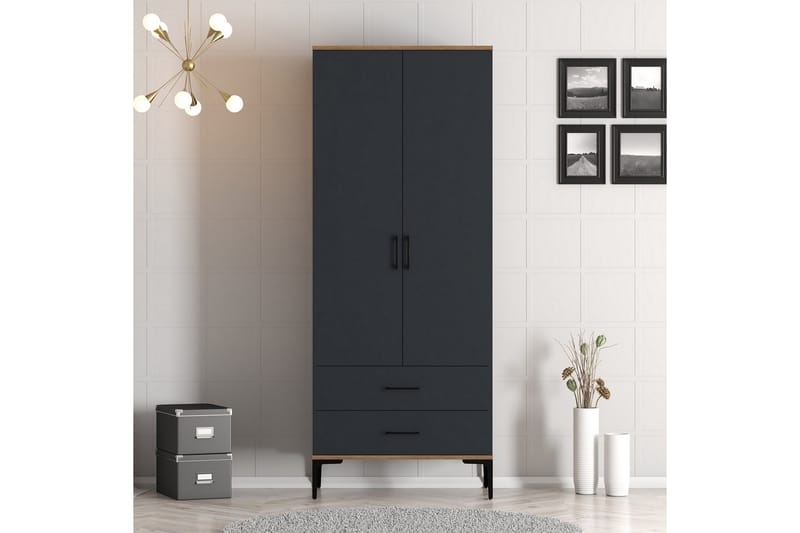 Kumsal Garderob 80 cm - Antracit - Förvaring - Klädförvaring - Garderob & garderobssystem