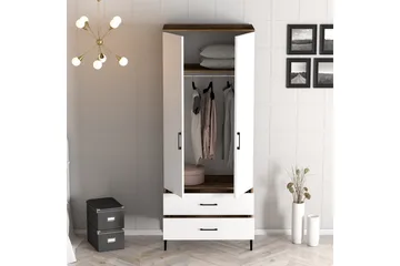 Kumsal Garderob 80 cm - Brun/Vit - Förvaring - Klädförvaring - Garderob & garderobssystem