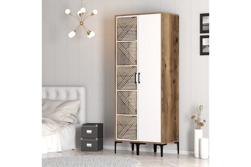 Kumsal Garderob 80 cm - Brun/Vit - Förvaring - Klädförvaring - Garderob & garderobssystem