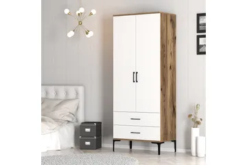 Kumsal Garderob 80 cm - Brun/Vit - Förvaring - Klädförvaring - Garderob & garderobssystem