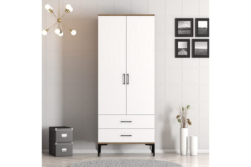 Kumsal Garderob 80 cm - Brun/Vit - Förvaring - Klädförvaring - Garderob & garderobssystem