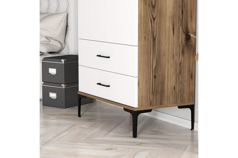 Kumsal Garderob 80 cm - Brun/Vit - Förvaring - Klädförvaring - Garderob & garderobssystem
